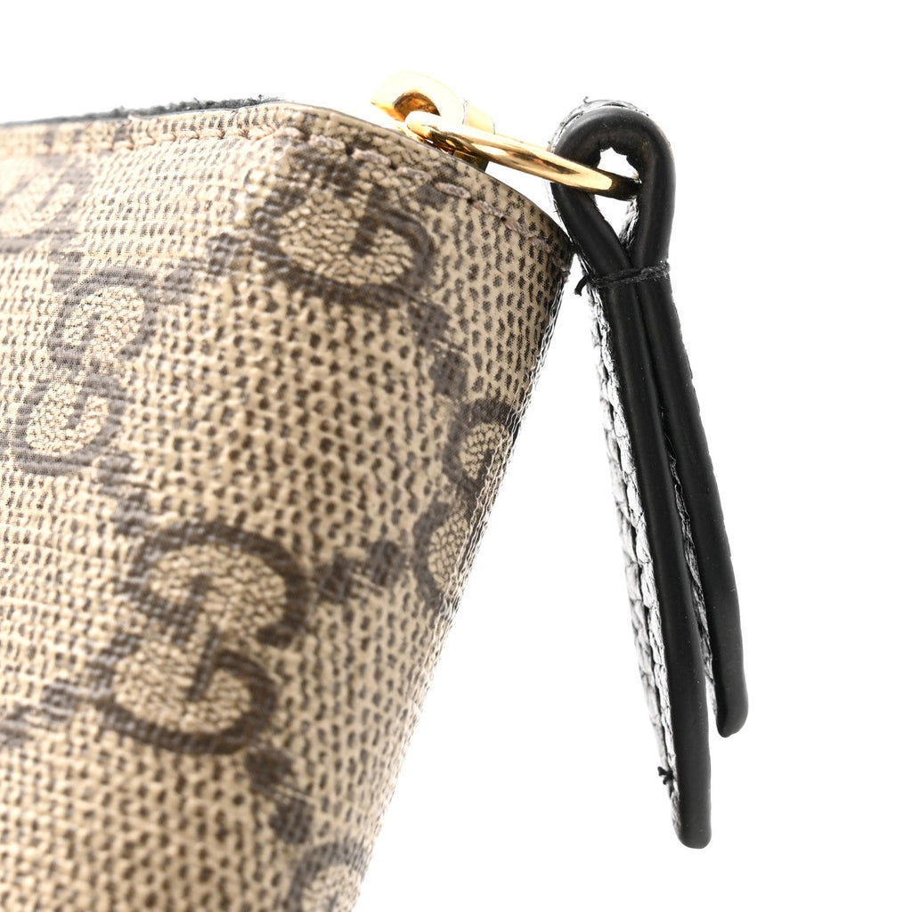 Dollar Calfskin GG Supreme Monogram GG Marmont Zip Around Wallet Black Beige Ebony