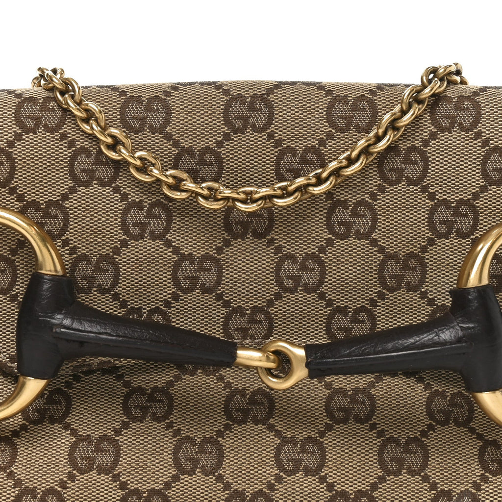 Monogram Horsebit Clutch Dark Brown
