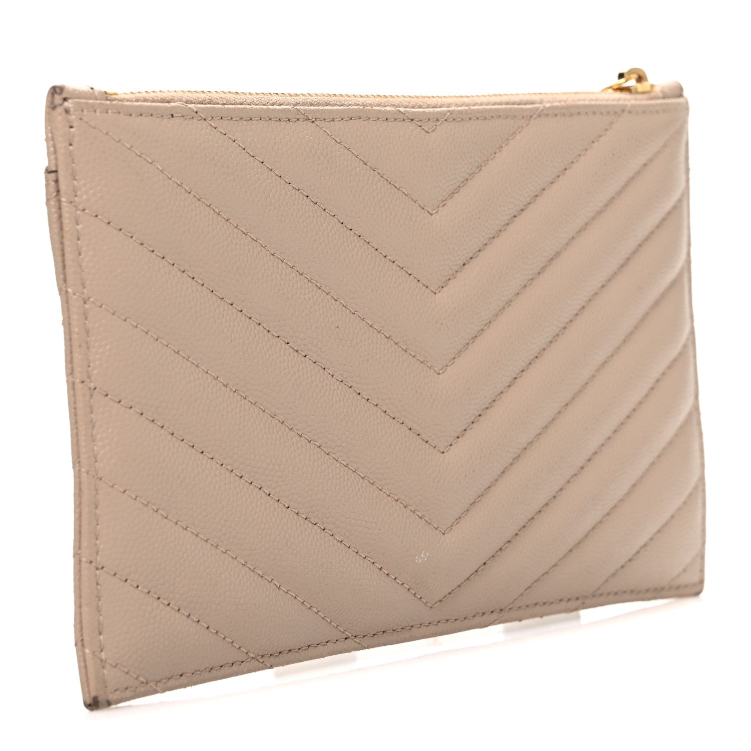 Grain De Poudre Chevron Monogram Bill Pouch Dark Beige