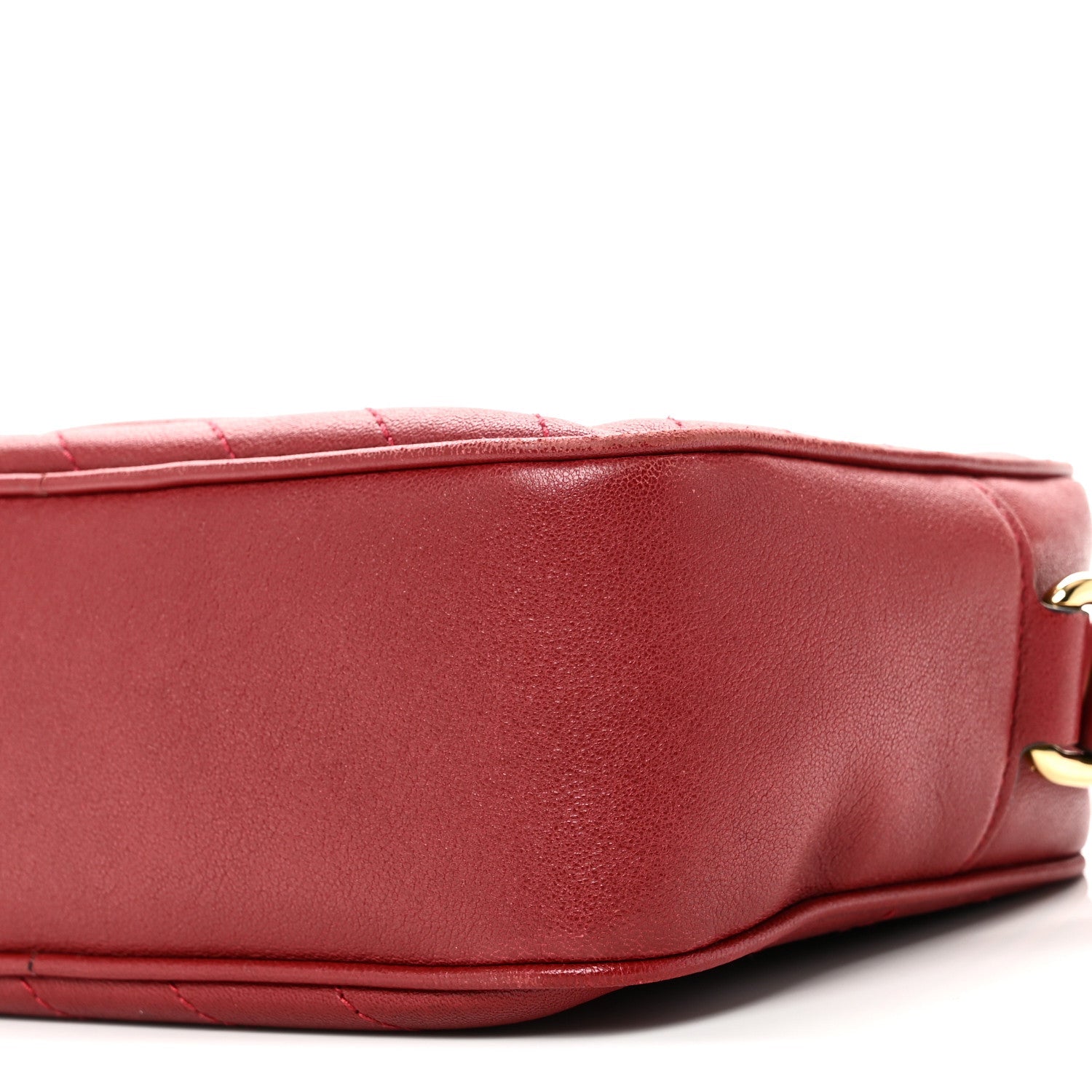 Sakai Be Green Calfskin Diagonal Stitched Small Blondie Shoulder Bag Rosso