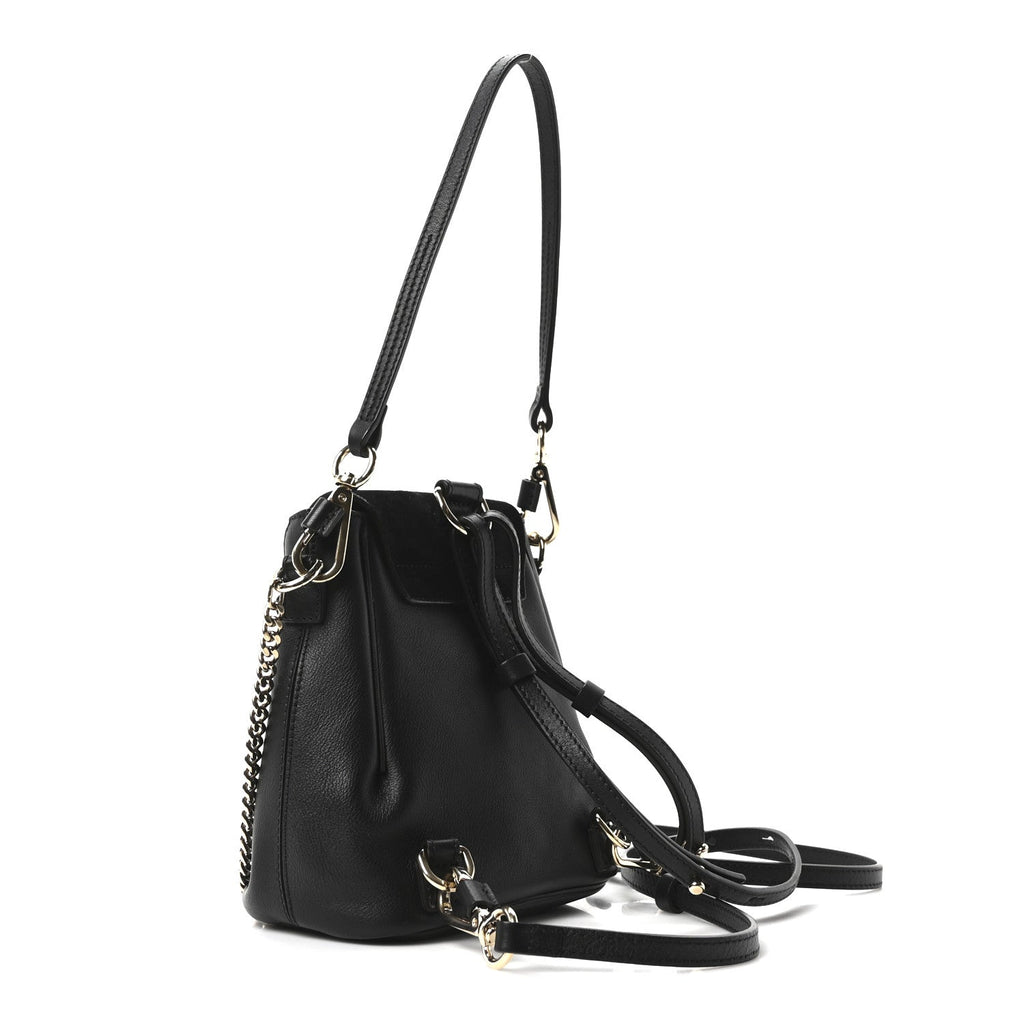 Suede Calfskin Mini Faye Backpack Black