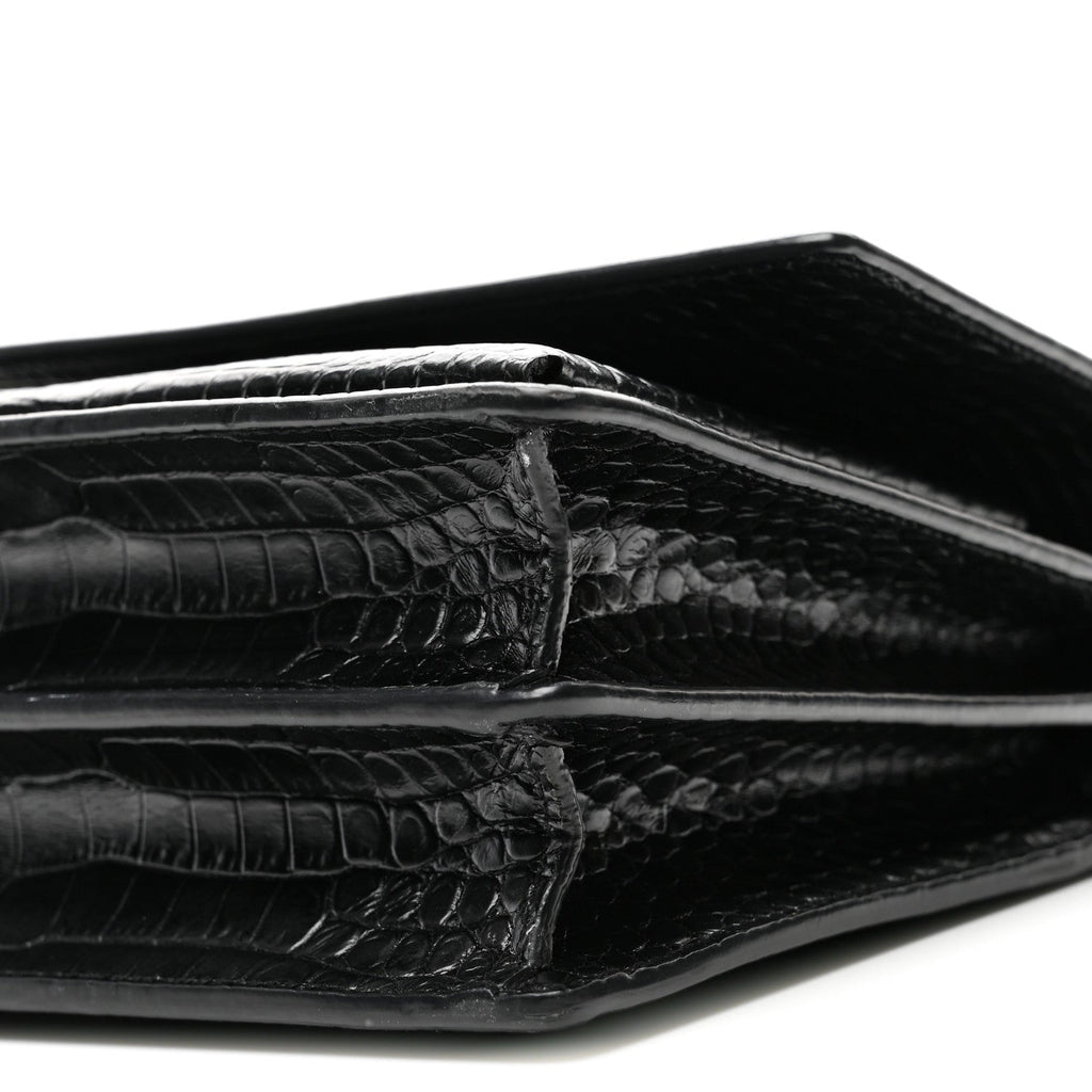 Calfskin Crocodile Embossed Medium Monochrome Monogram Sunset Black