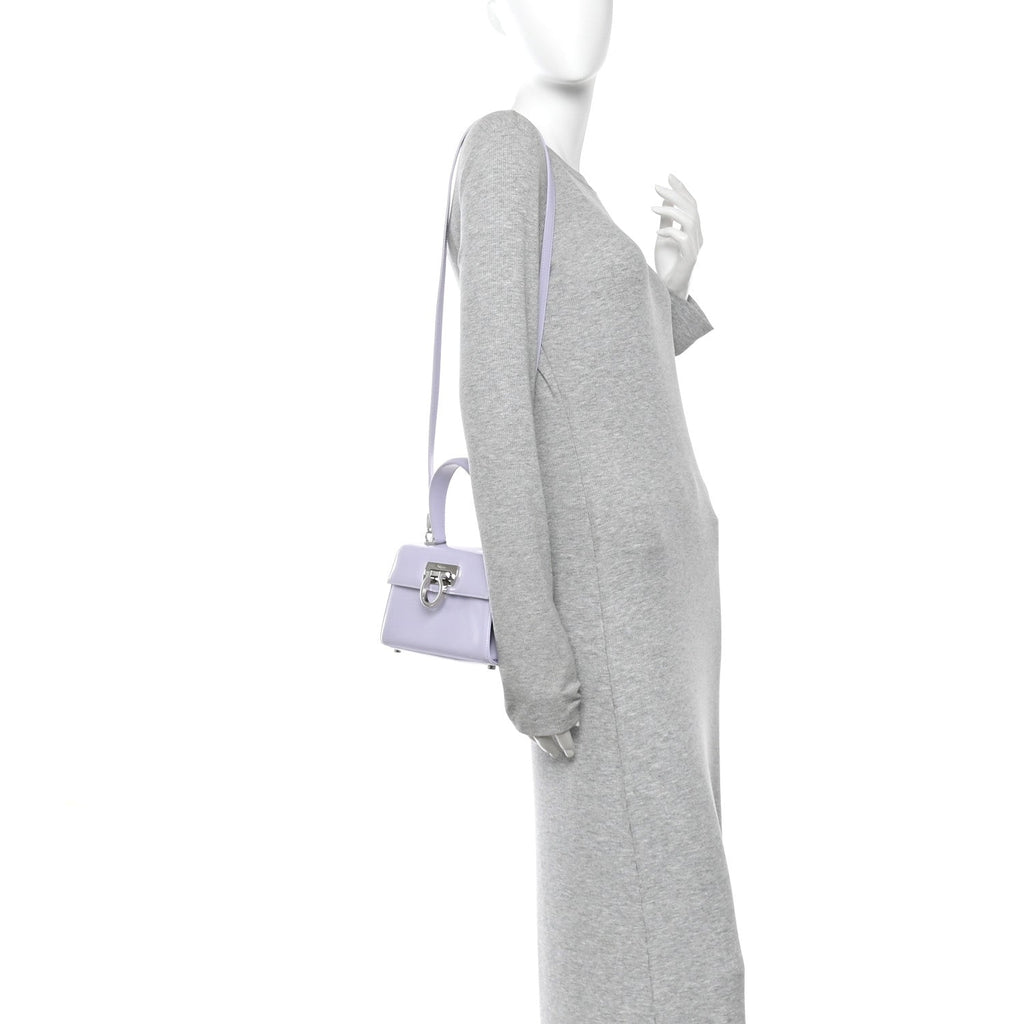Brushed Off Calfskin Mini Iconic Top Handle Bag New Lavender