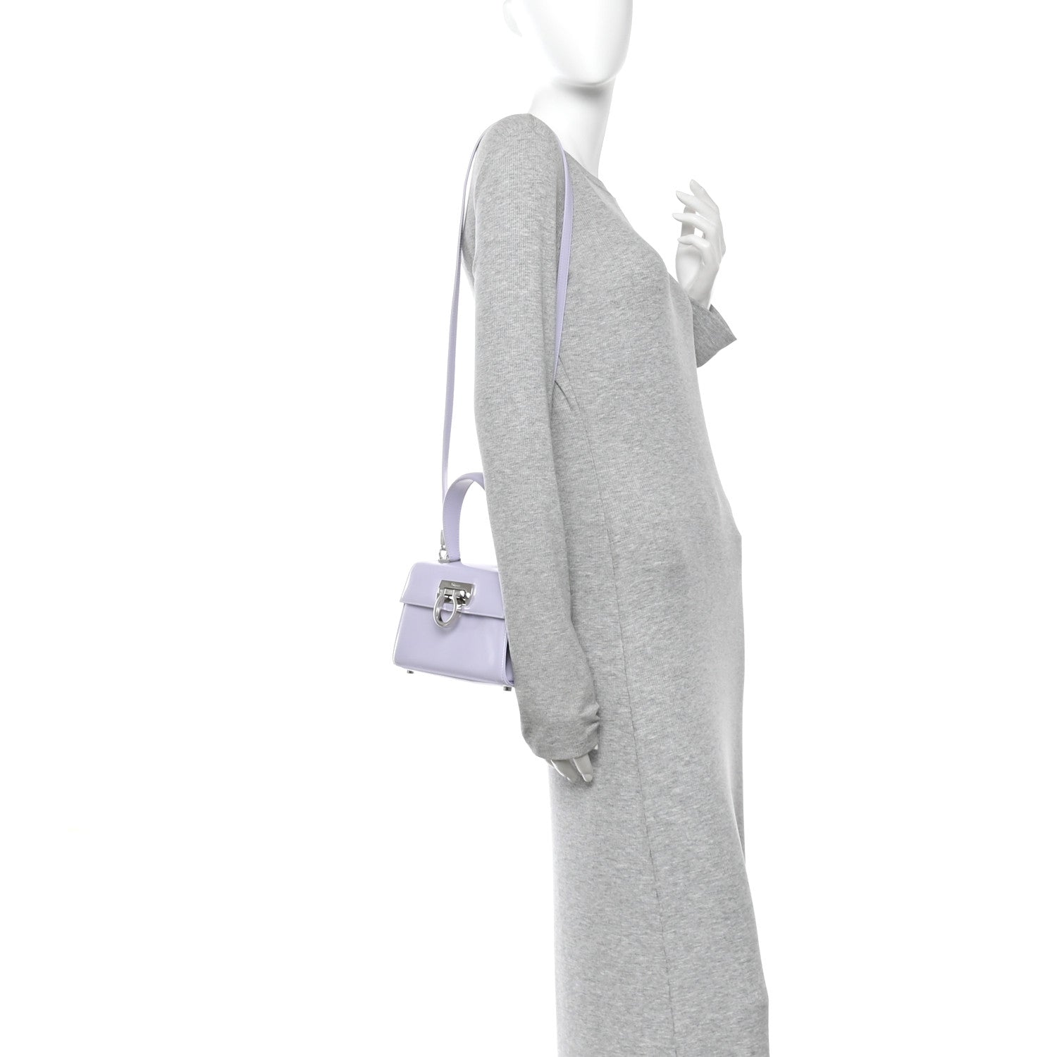 Brushed Off Calfskin Mini Iconic Top Handle Bag New Lavender