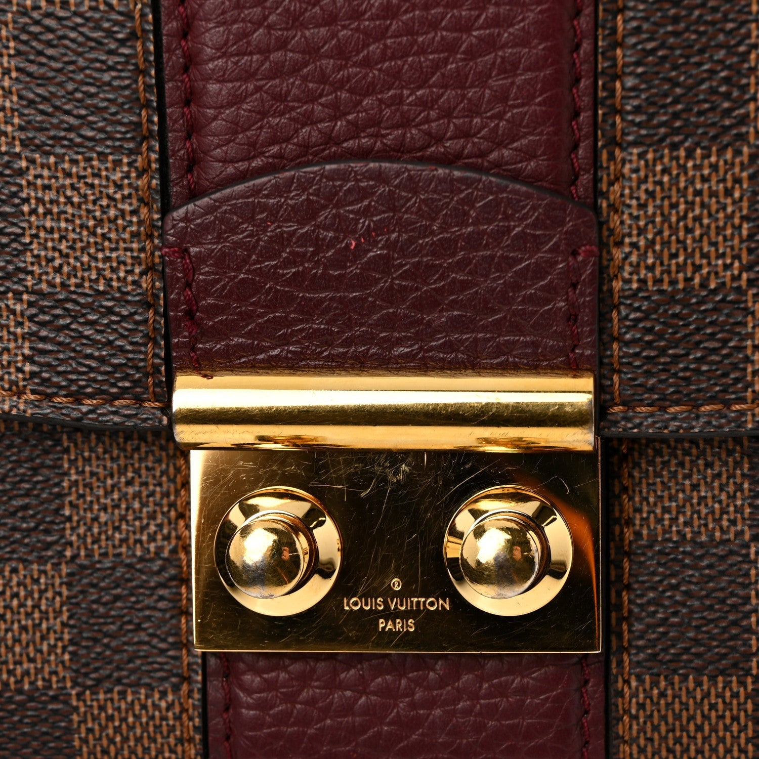 Damier Ebene Cuir Taurillon Wight Bordeaux