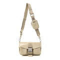 Re-Nylon Spazzolato Double Pocket Buckle Shoulder Bag Deserto