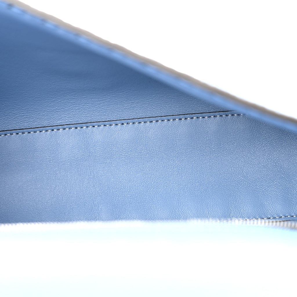 Cuoio Roma Sellerissima Nappa Sintetica Tape Stitch Baguette Placca Placca Argento Blue