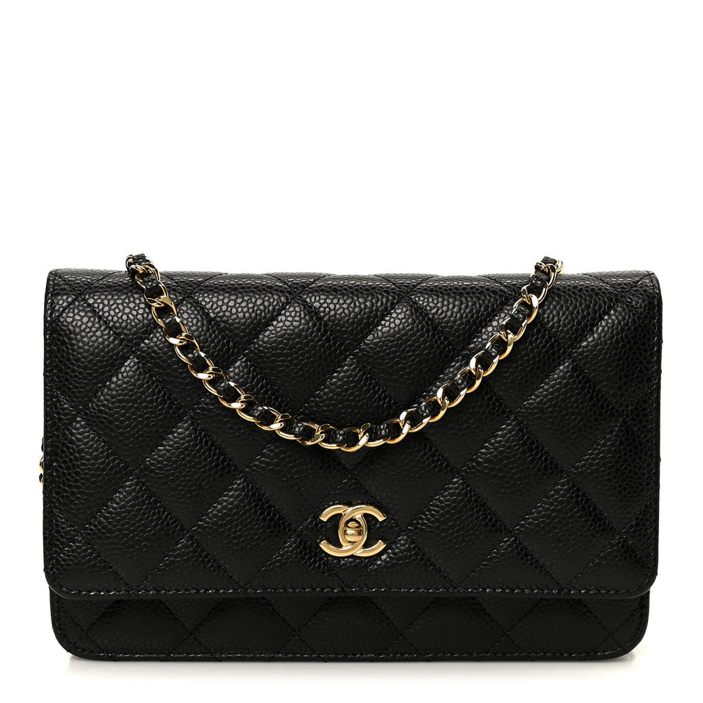 Caviar Quilted CC Turnlock Wallet On Chain WOC Black