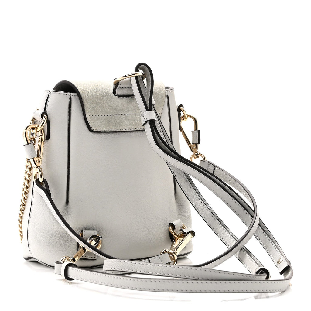 Suede Calfskin Mini Faye Backpack Airy Grey