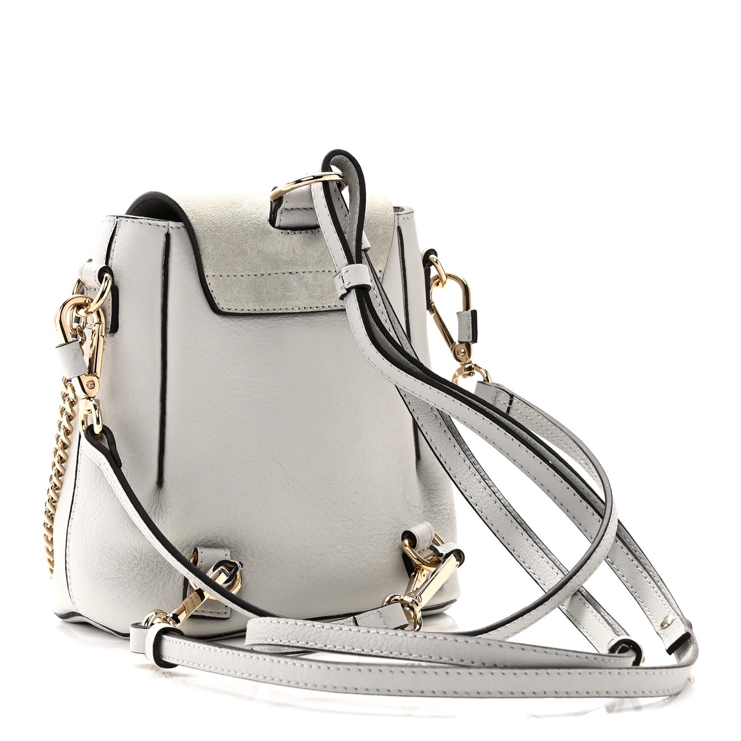 Suede Calfskin Mini Faye Backpack Airy Grey