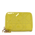 Patent Cannage Small Lady Dior Voyageur Coin Purse Lime