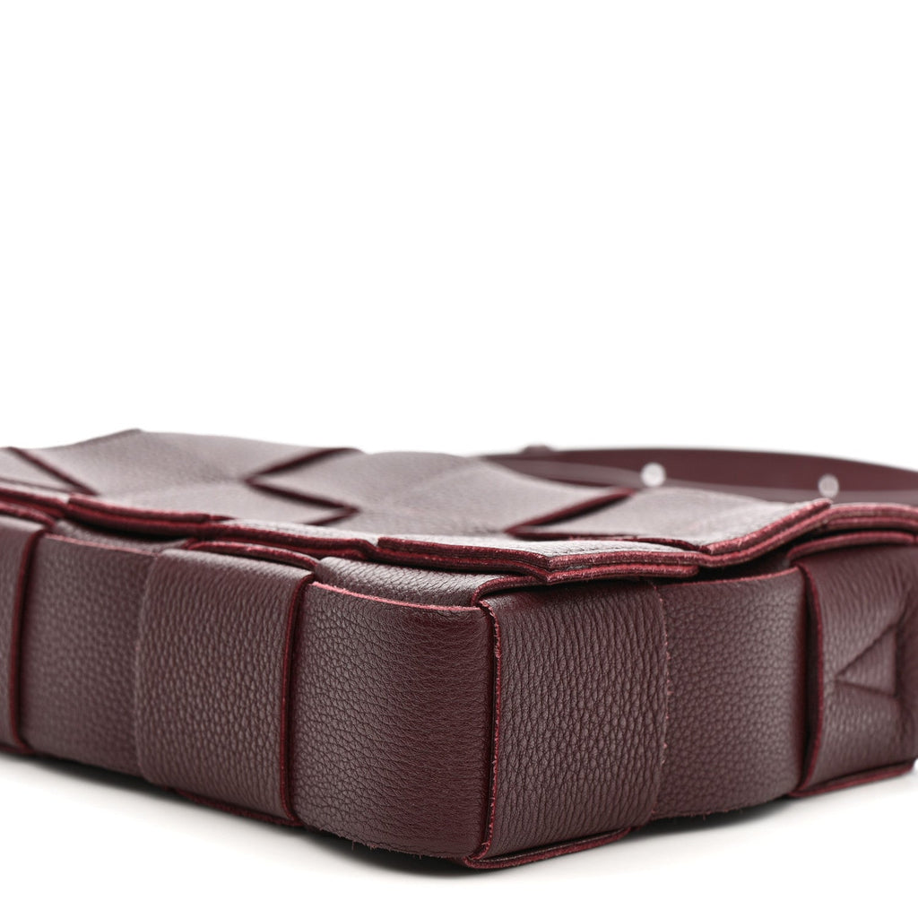 Grained Calfskin Maxi Intrecciato Cassette Crossbody Bag Bordeaux