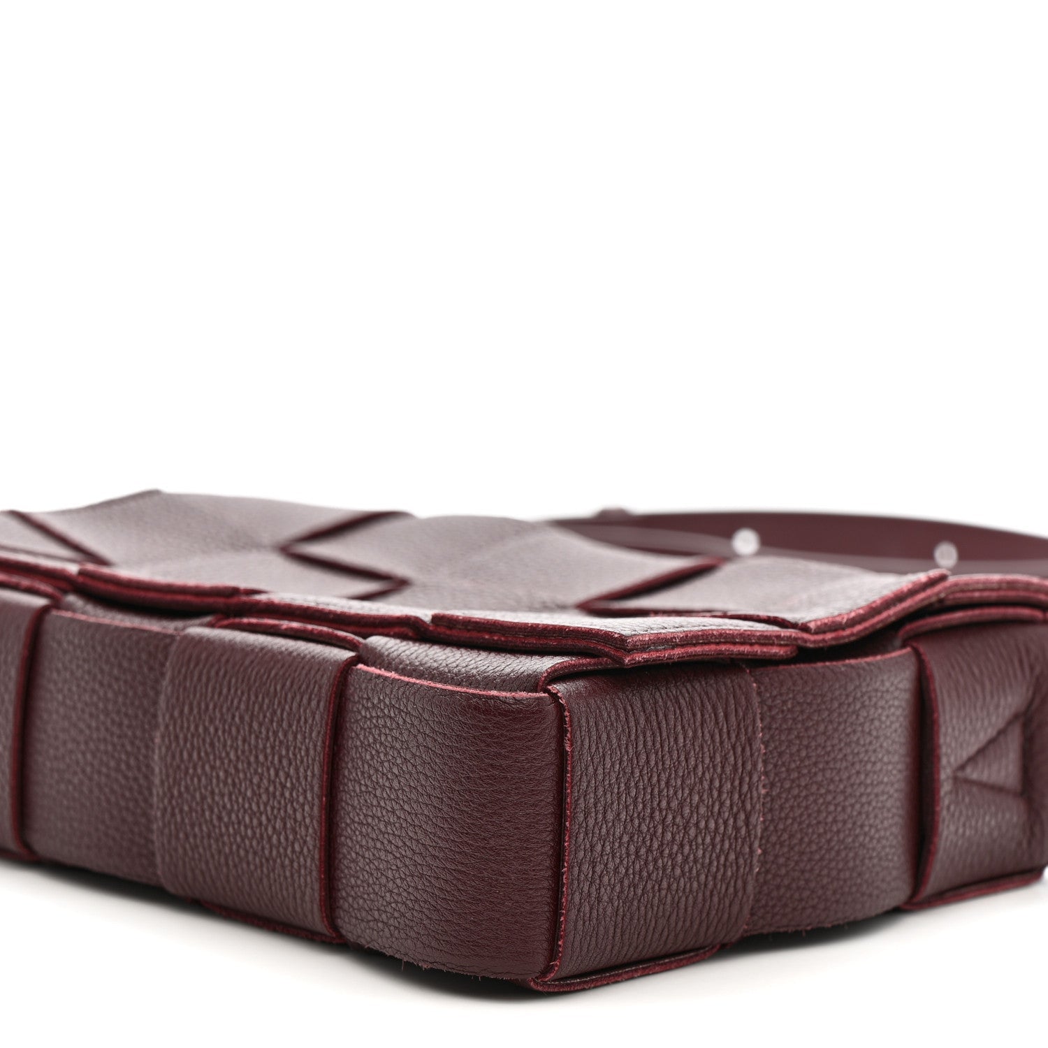 Grained Calfskin Maxi Intrecciato Cassette Crossbody Bag Bordeaux