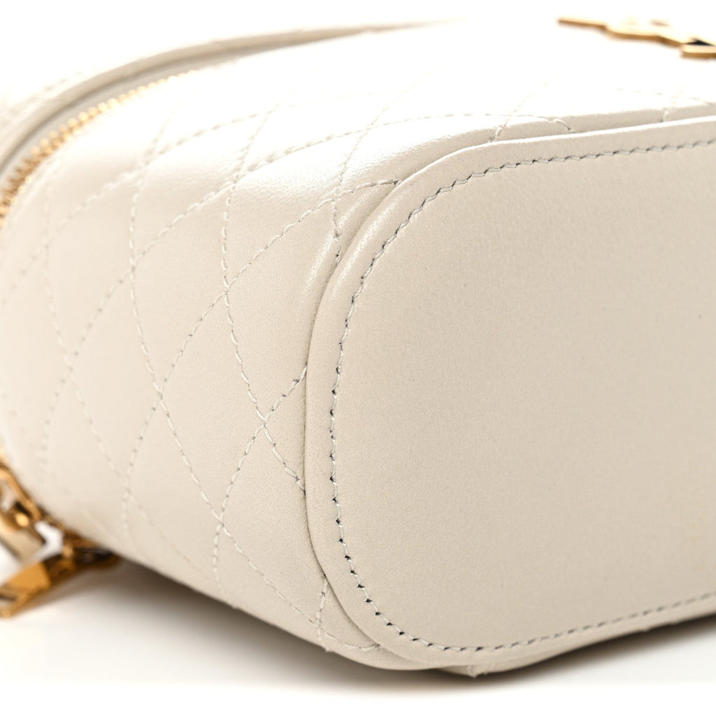 Lambskin Quilted Mini Gaby Vanity Case Crema Soft