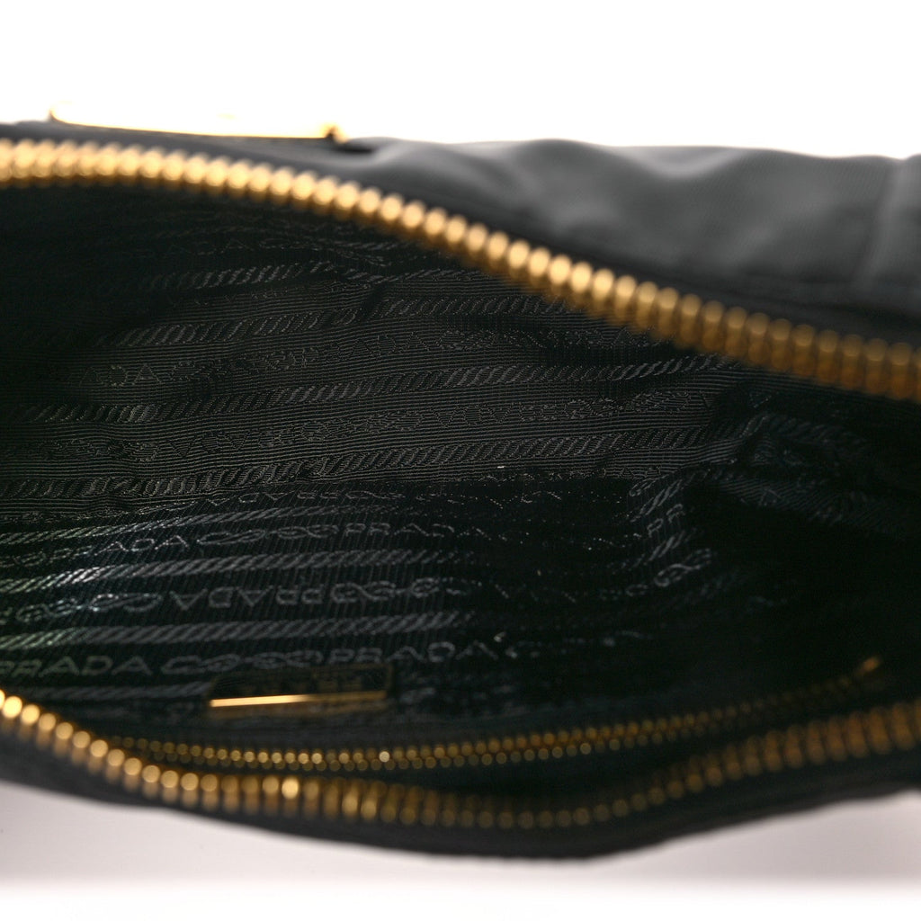 Re-Nylon Saffiano Demi-lune Shoulder Bag Black