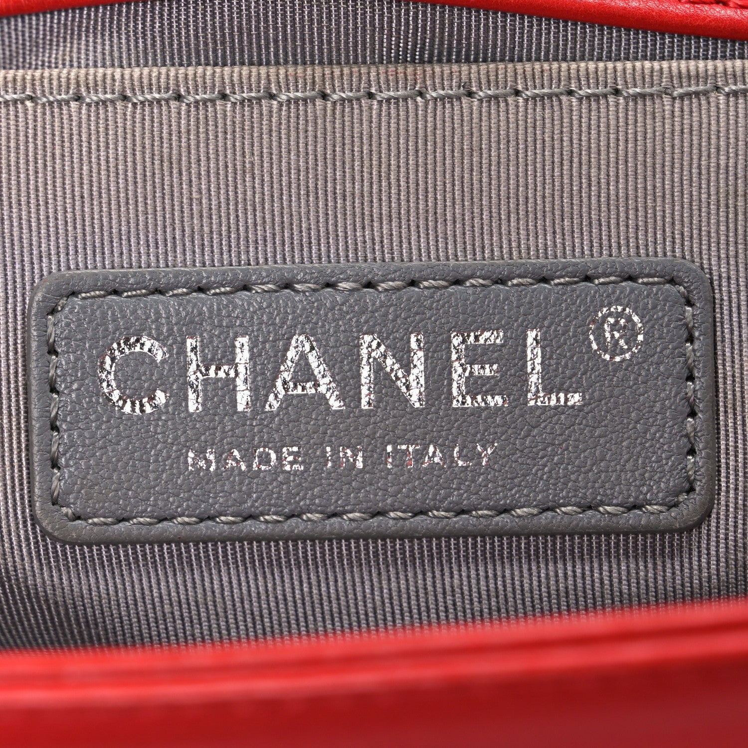 Calfskin Double Stitch Small Boy Flap Red