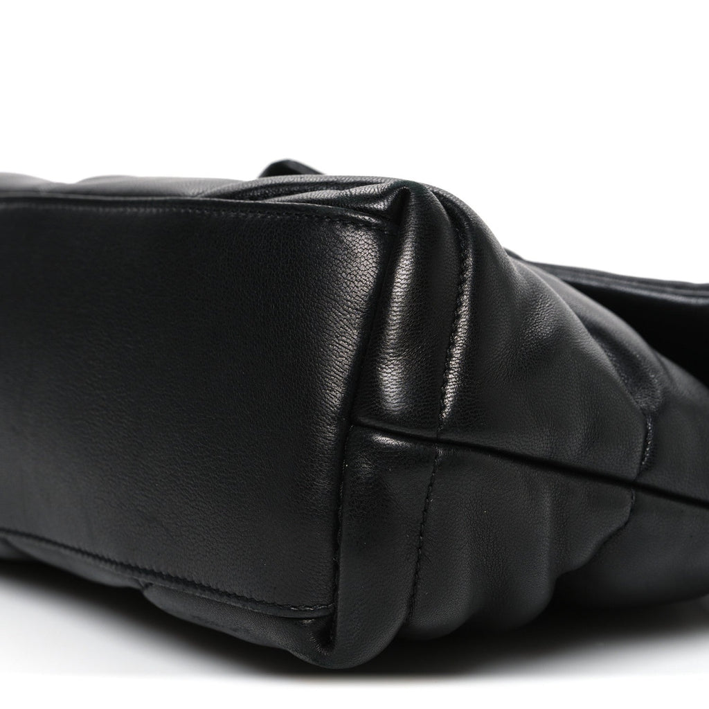 Lambskin Quilted Small Loulou Puffer Monogram Chain Satchel Black