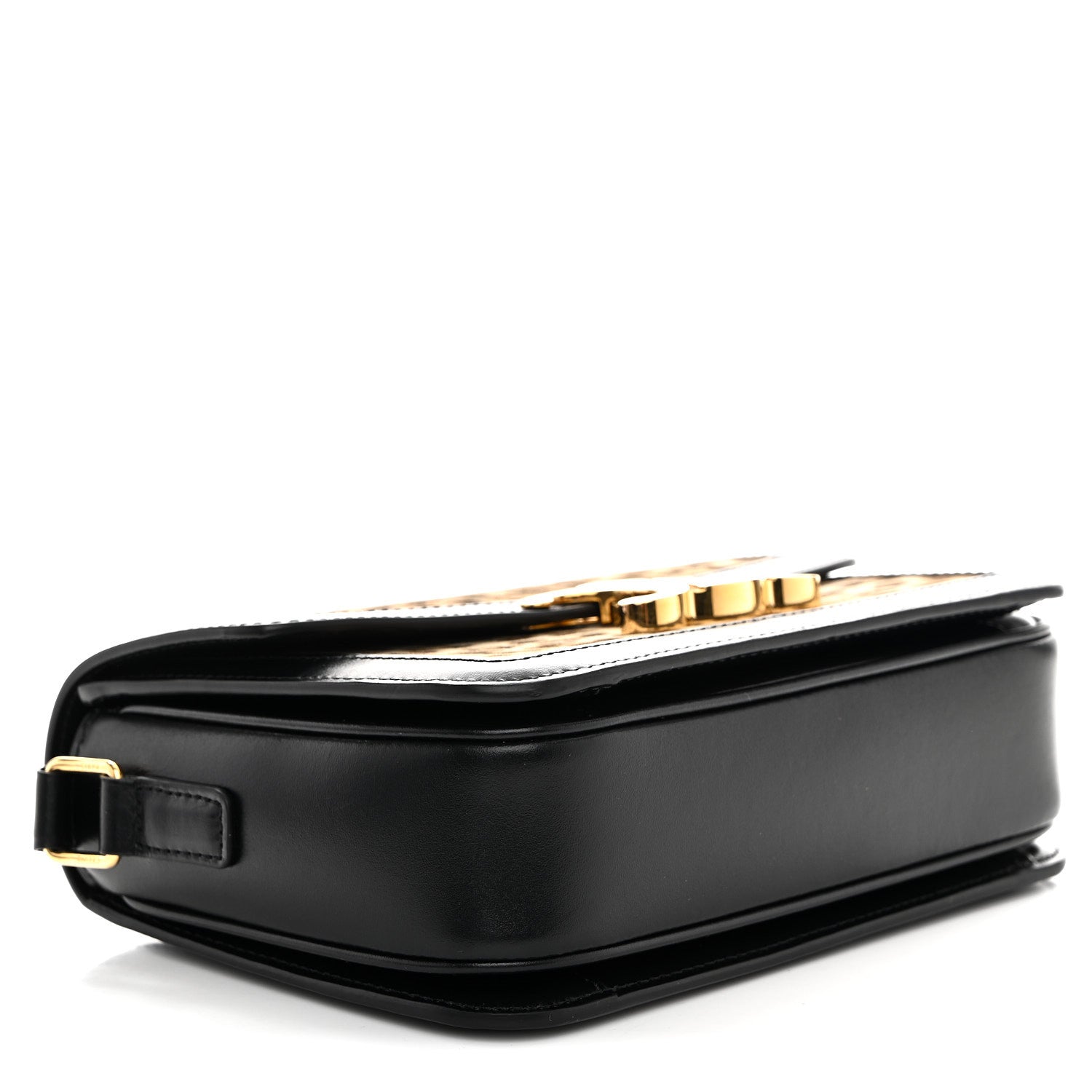 Velvet Calfskin Leopard Print Teen Triomphe Bag Brown Black