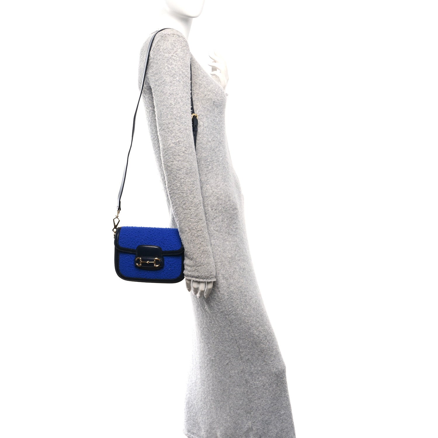 Casy Wool Azalea Calfskin Mini Horsebit 1955 Shoulder Bag Blue China