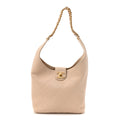 Shiny Lambskin Quilted Small Hobo Beige