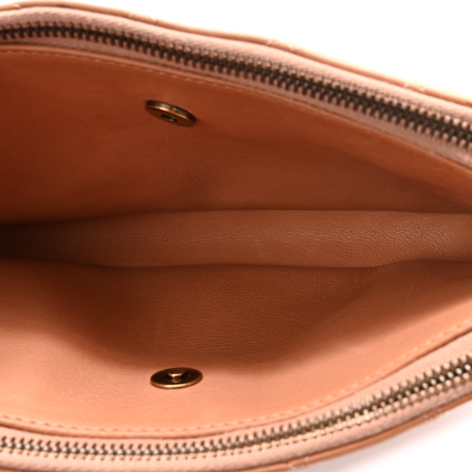 Calfskin Quilted Crown CC Double Zip Bag Beige