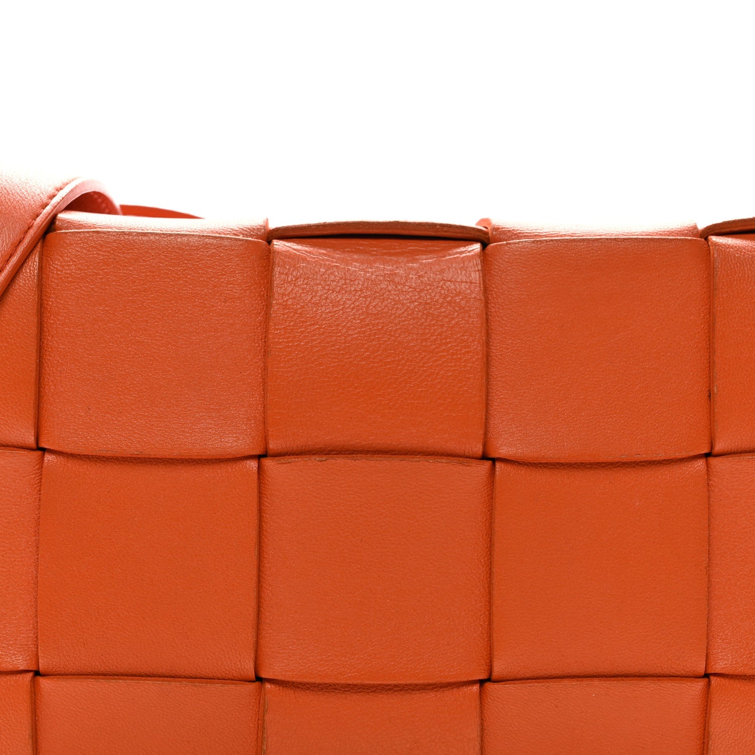 Lambskin Maxi Intrecciato Cassette Crossbody Bag Orange