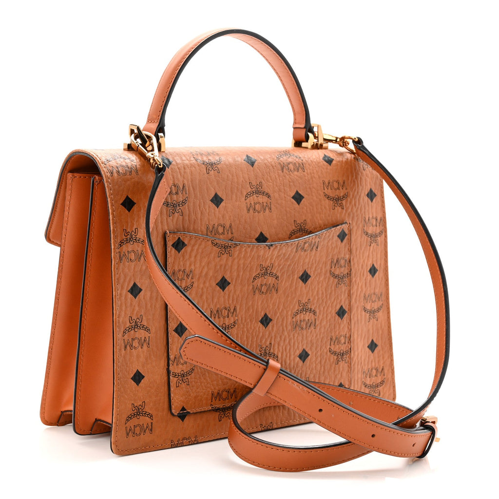 Visetos Medium Patricia Pocket Satchel Cognac