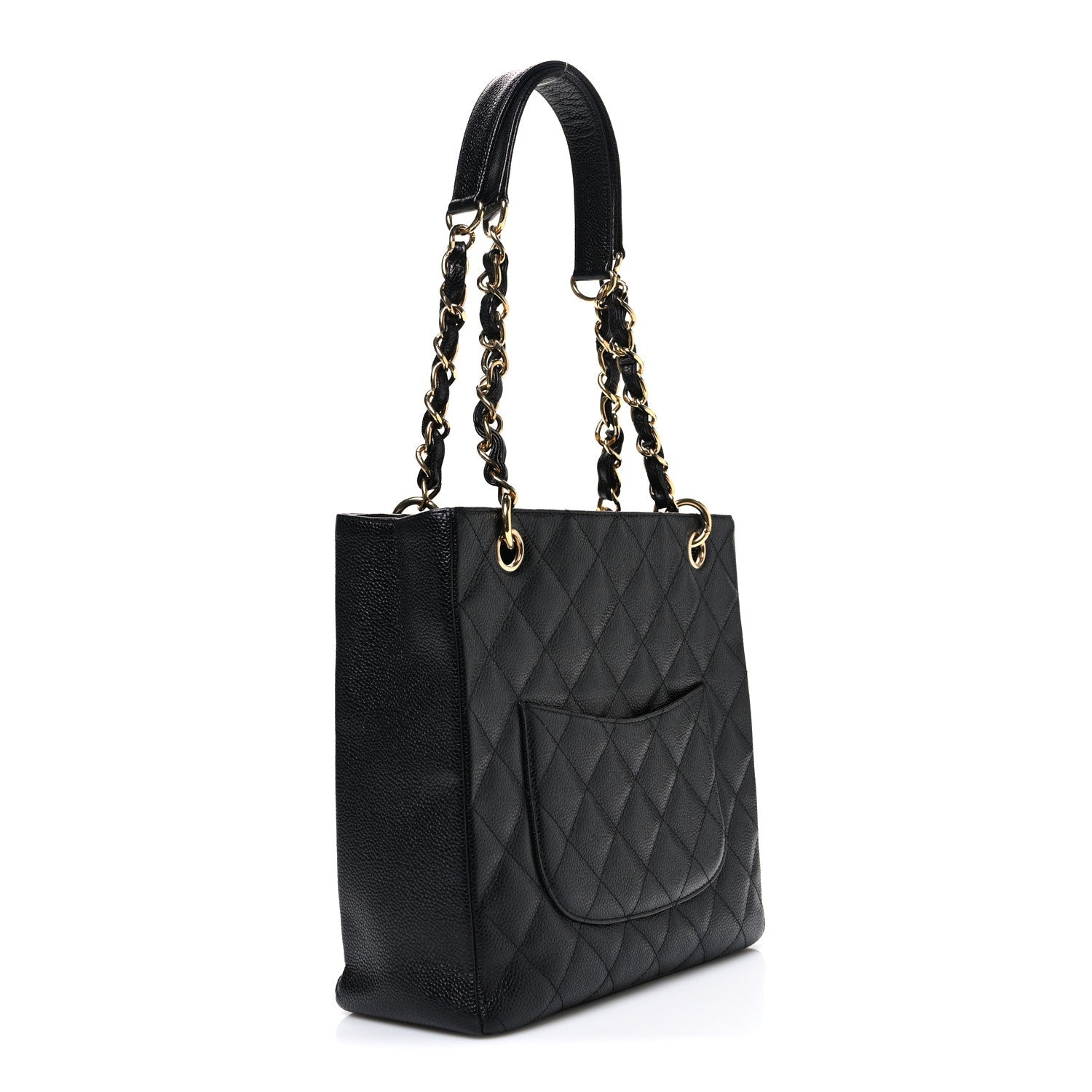 Caviar Quilted Petit Shopping Tote PST Black