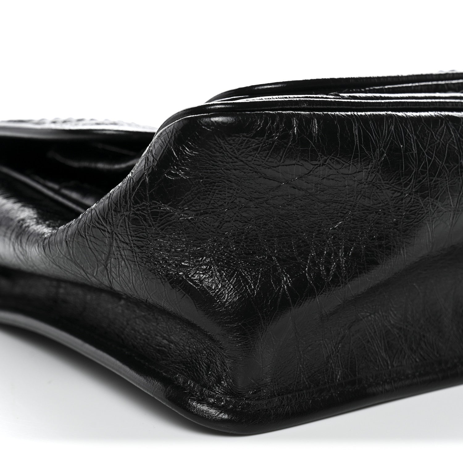 Crinkled Calfskin Matelasse Monogram Medium Niki Chain Satchel Black