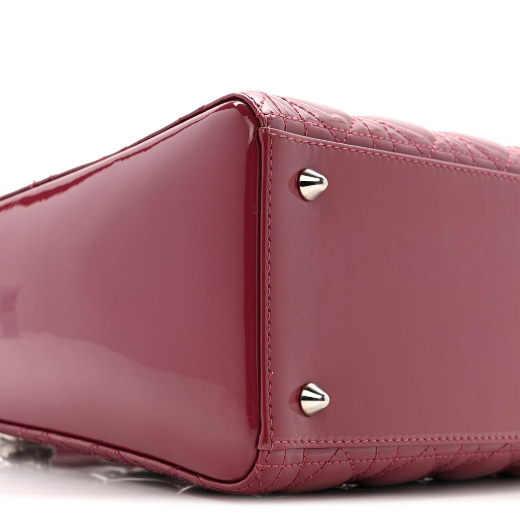 Patent Cannage Medium Lady Dior Dark Pink