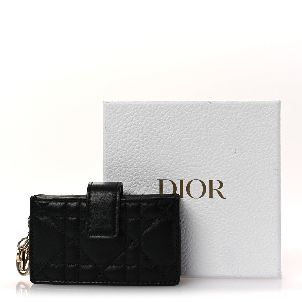 Lambskin Cannage Lady Dior Jasmine 5-Gusset  Holder Black