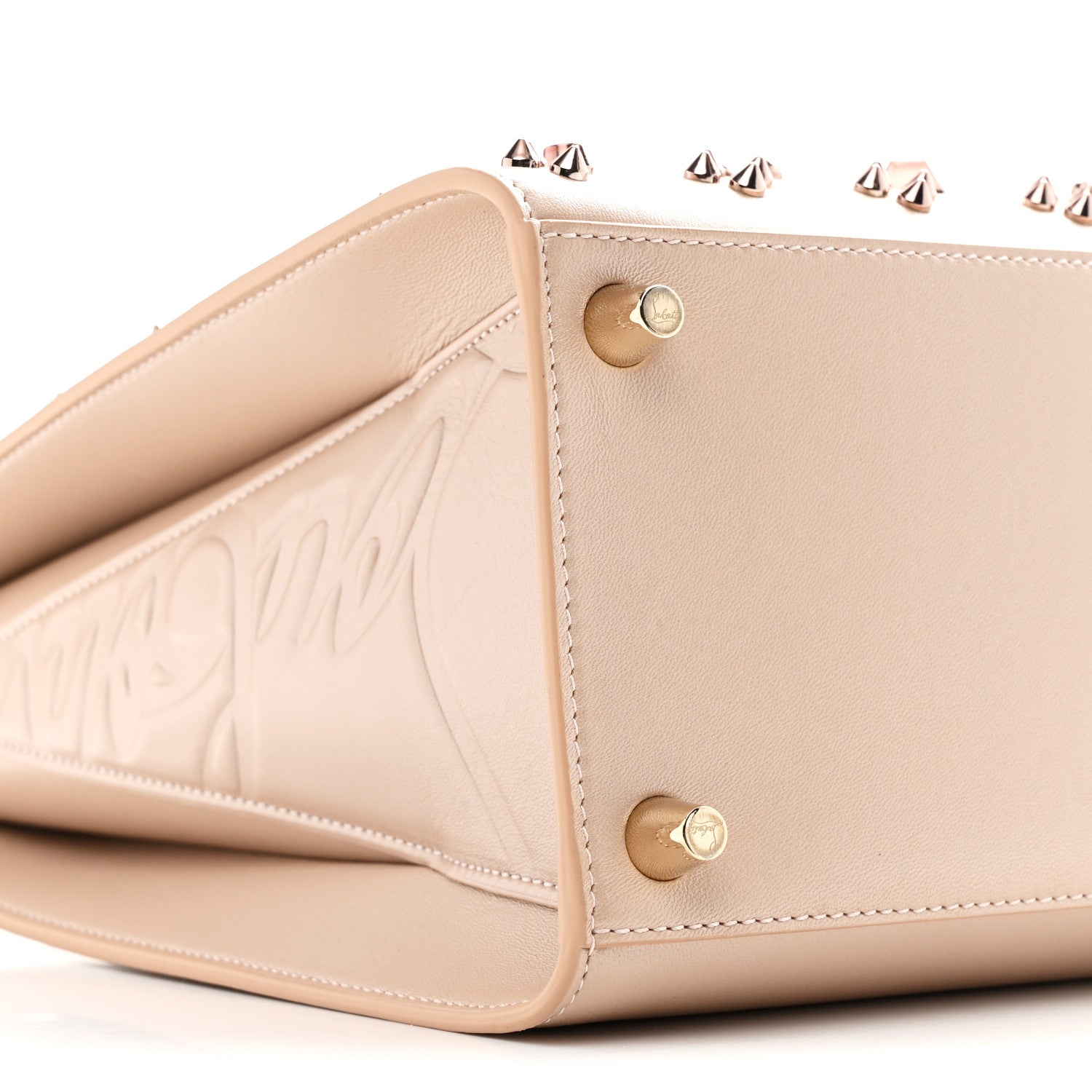 Calfskin Spikes Loubinthesky Medium Paloma Leche