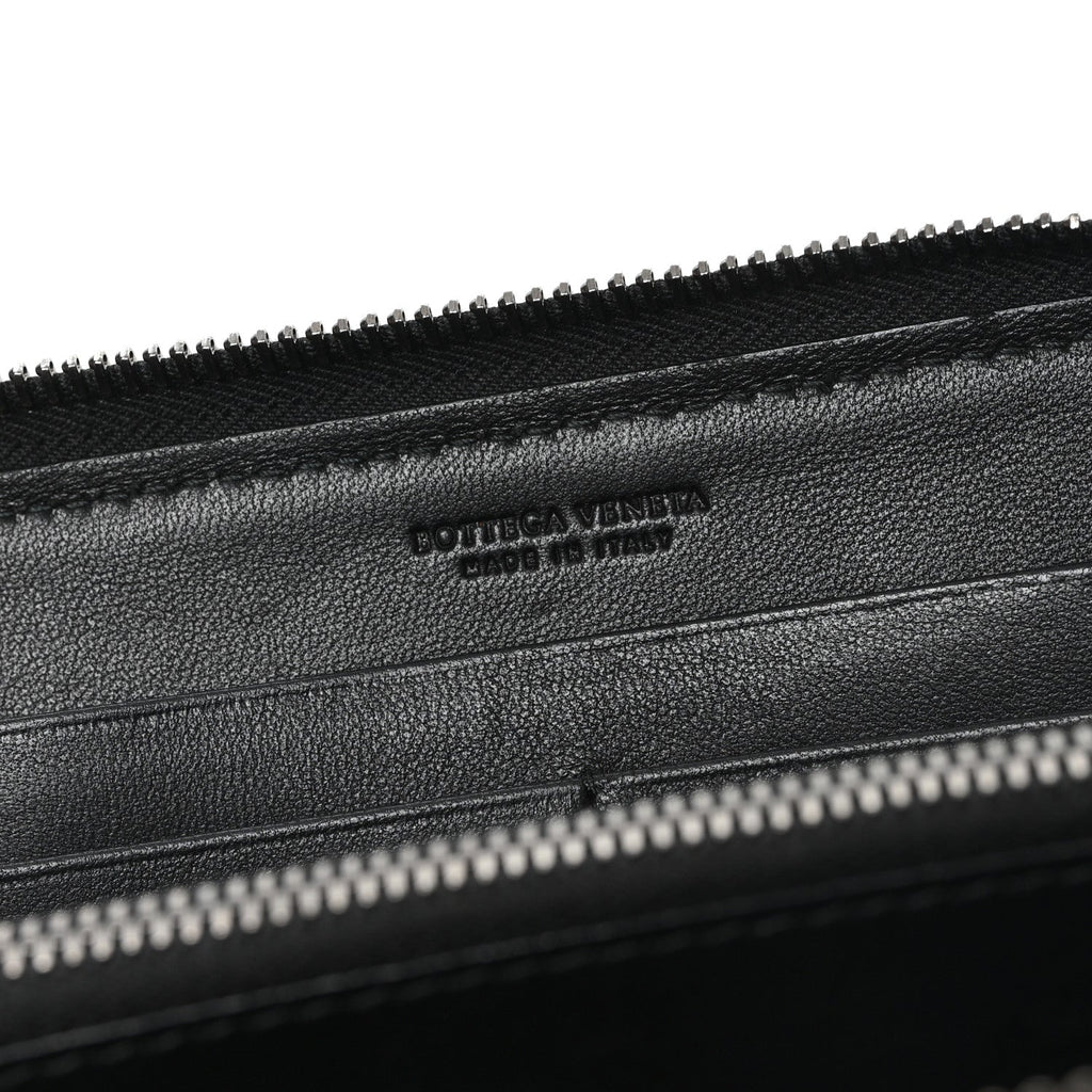 Nappa Intrecciato Zip Around Wallet Black
