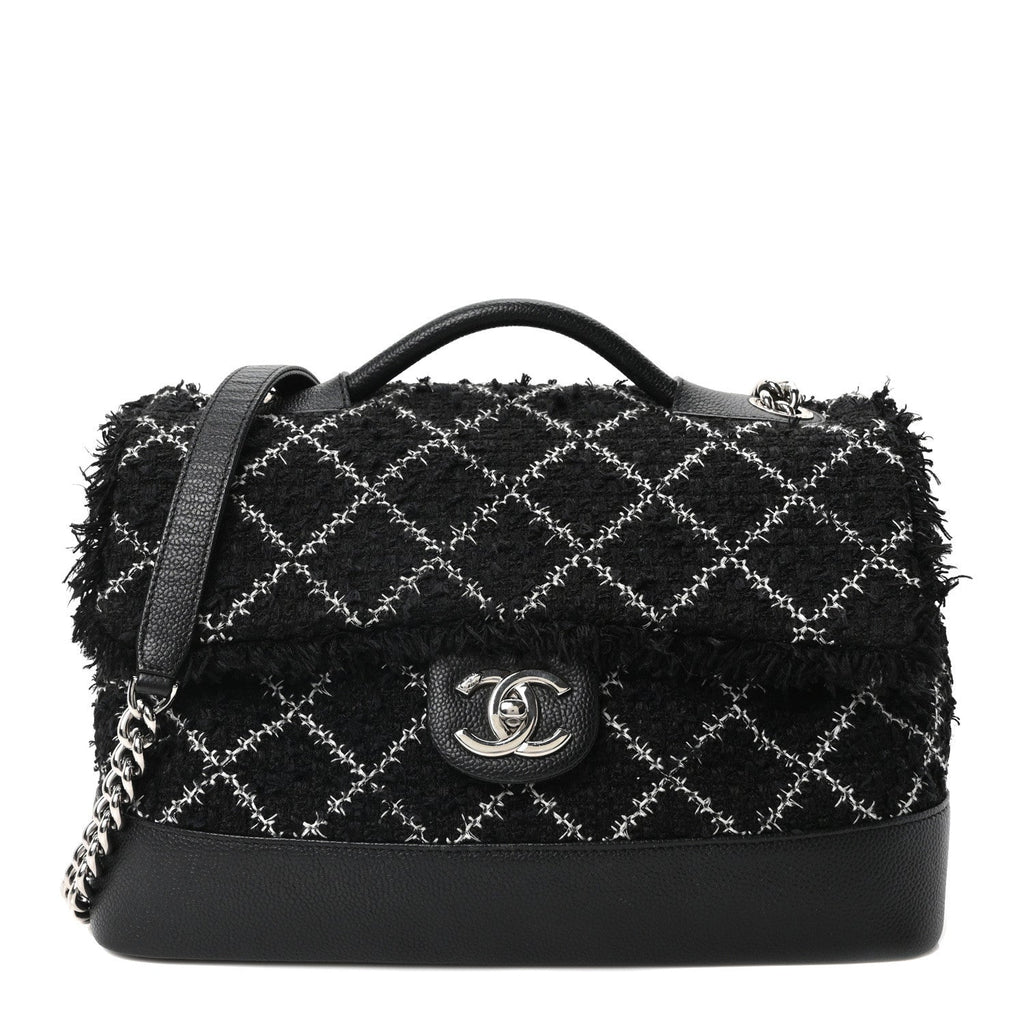 Tweed Trip Top Handle Flap Black