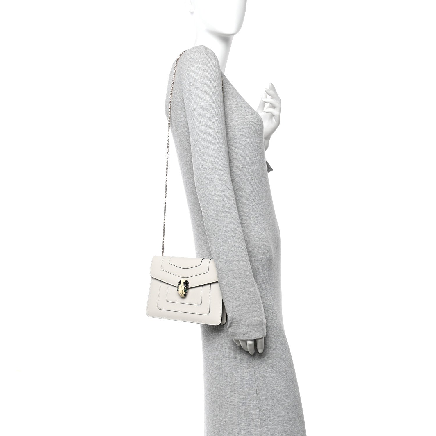 Calfskin Small Serpenti Forever Crossbody Bag White Agate