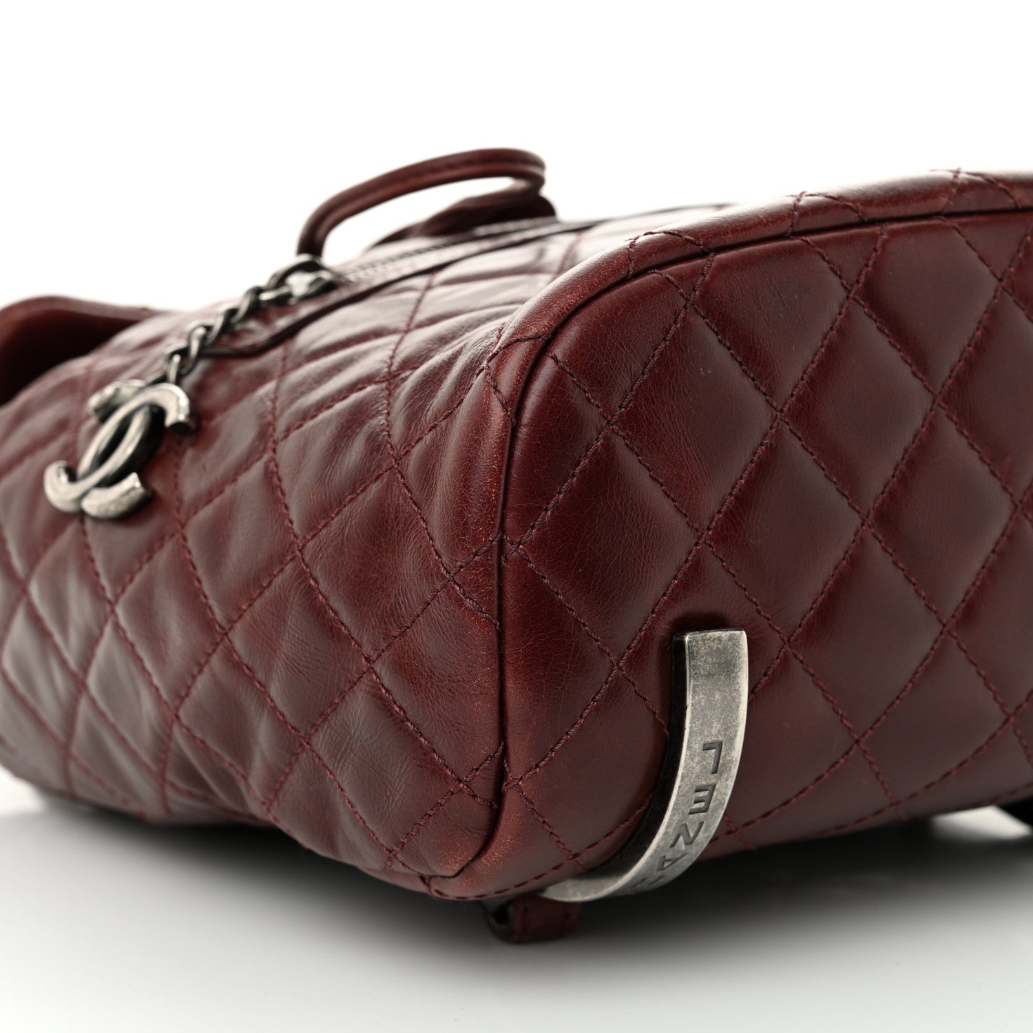 Glazed Calfskin Quilted Small Salzburg Backpack Burgundy