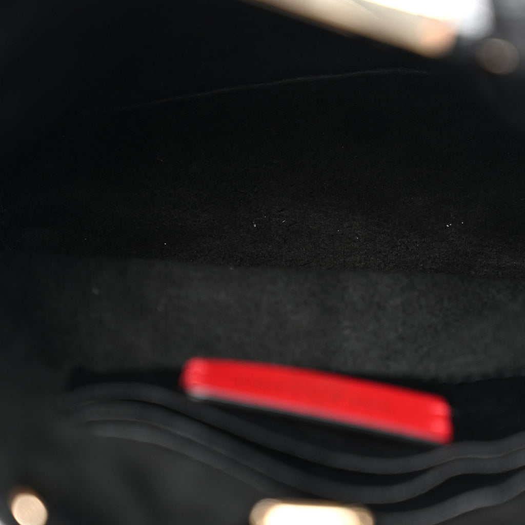 Pebbled Calfskin Rockstud Bucket Bag Black