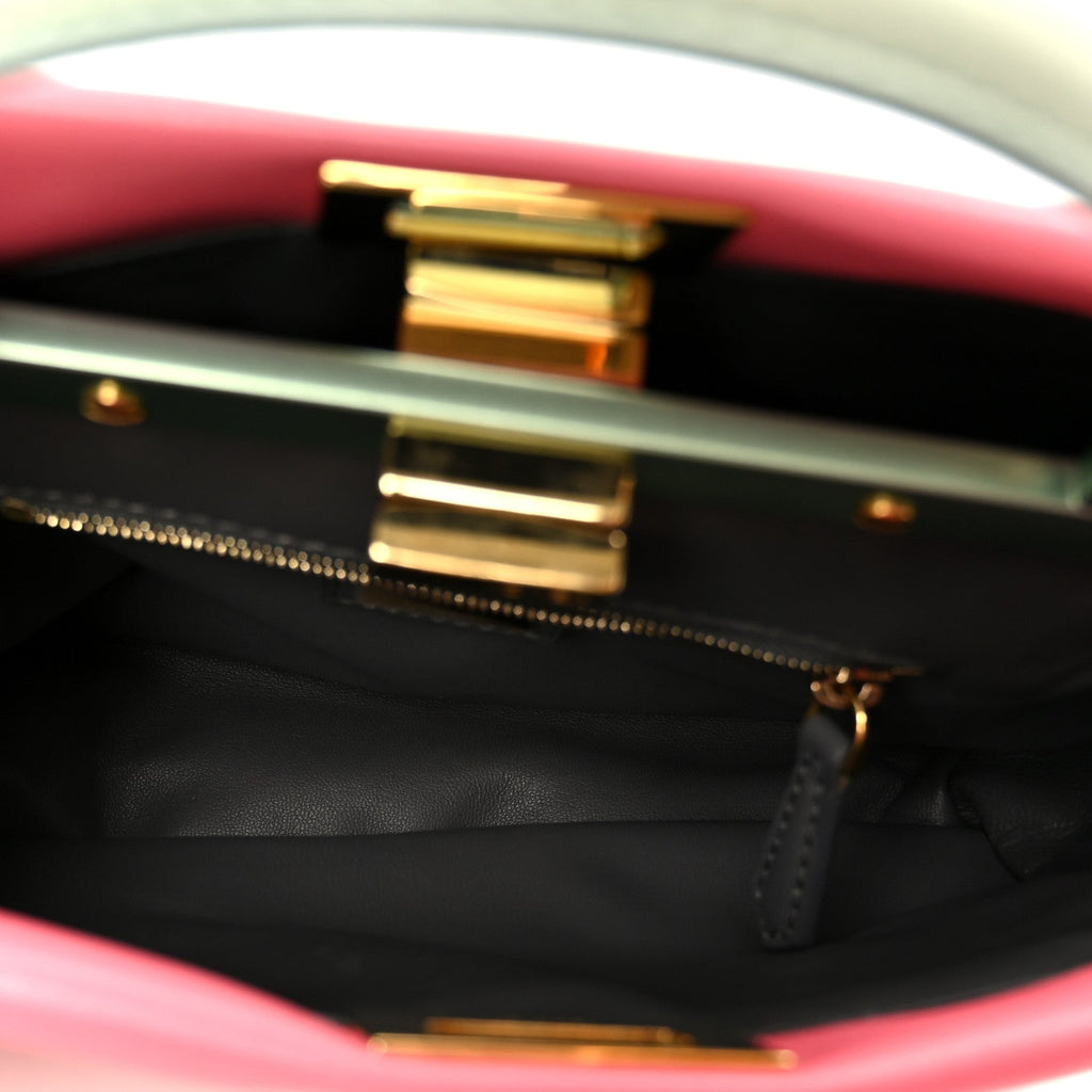 Nappa Colorblock Mini Peekaboo Iconic Satchel Rosa Fluo Oxigen Slate