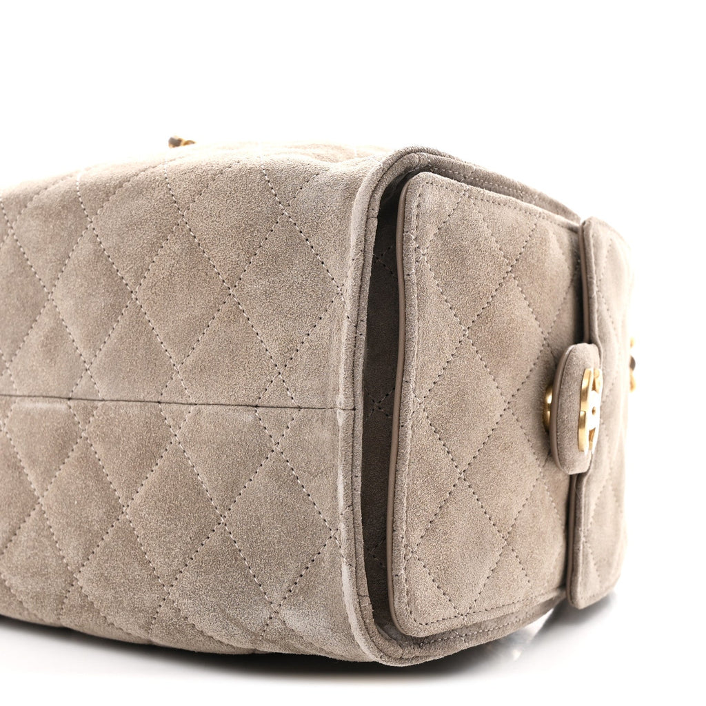 Suede Quilted Small Chanel 25 Handbag Dark Grey