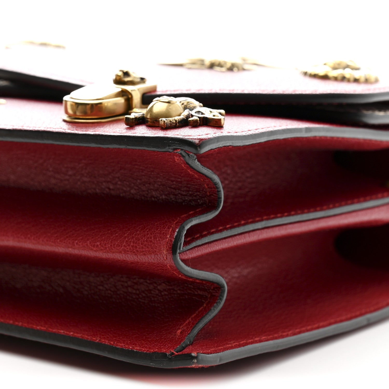Calfskin Snakeskin Studded Small Ottilia Top Handle Bag Hibiscus Red