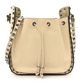 Grained Calfskin Rockstud Bucket Bag Ivory