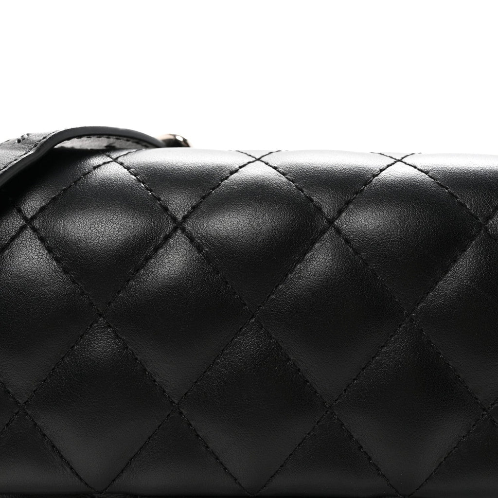 Calfskin Quilted CC Uniform Flap Belt Bag Black