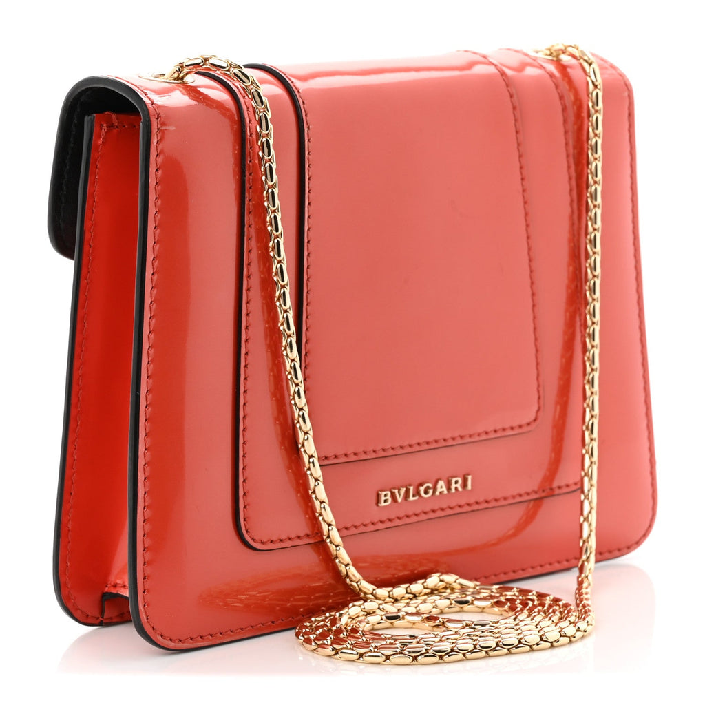 Metallic Calfskin Small Serpenti Forever Snake Strap Crossbody Bag Orange