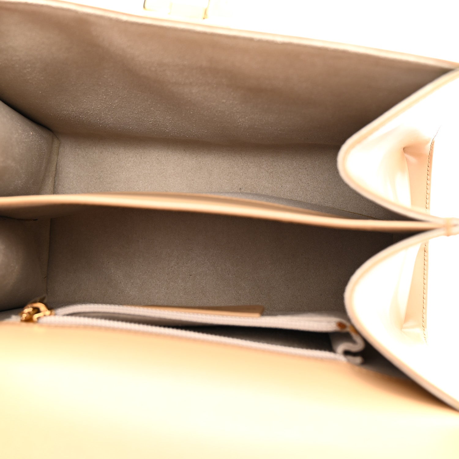 Brushed Off Calfskin Iconic Large Top Handle Bag Camel
