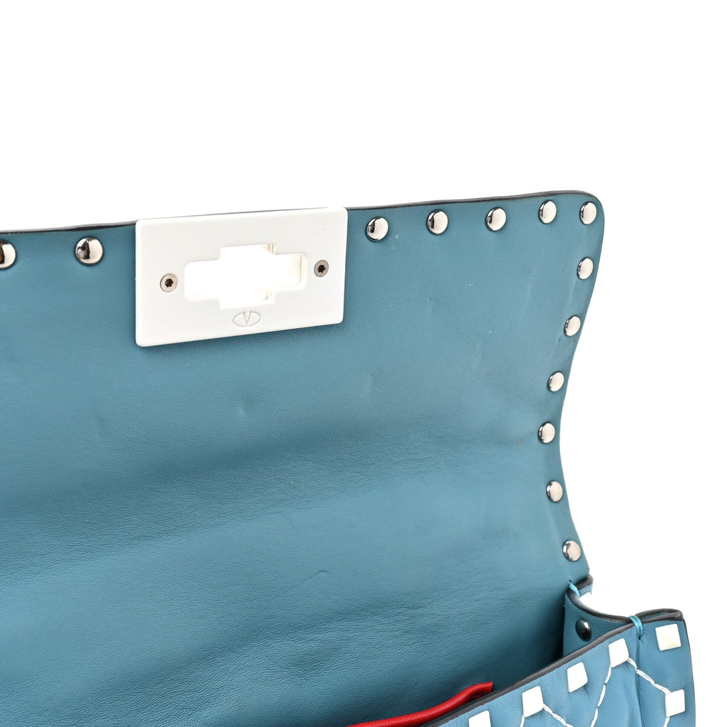 Nappa Small Free Rockstud Spike Shoulder Bag Cerulean