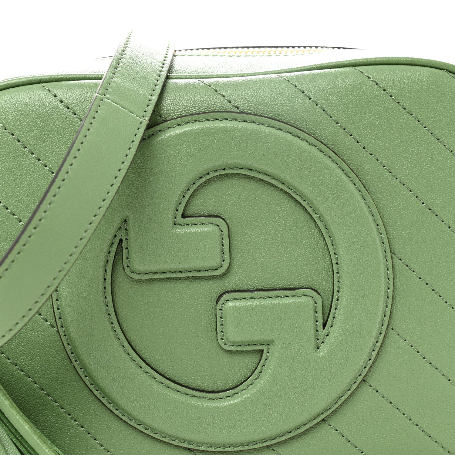 Sakai Be Green Calfskin Diagonal Stitched Small Blondie Shoulder Bag Green Soil Grass