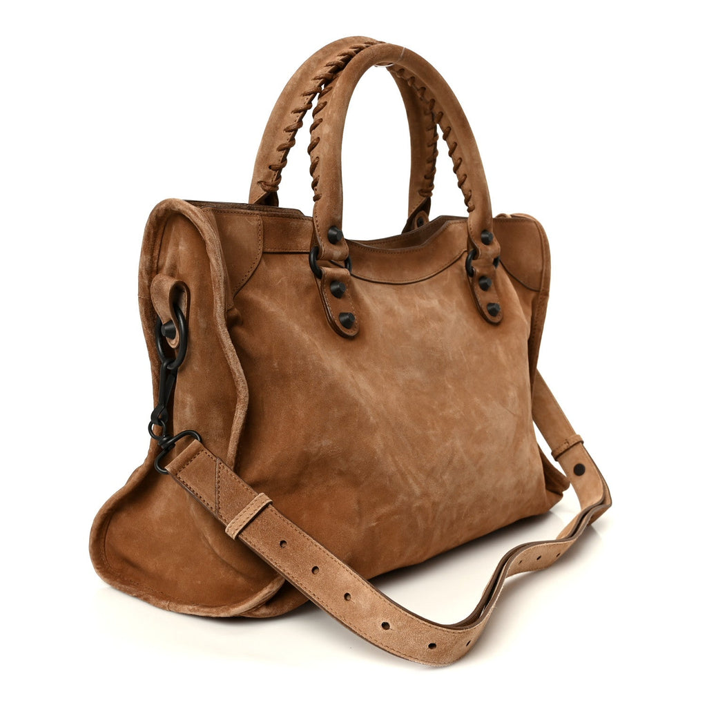 Waxed Suede Calfskin Classic Hardware Medium Le City Camel