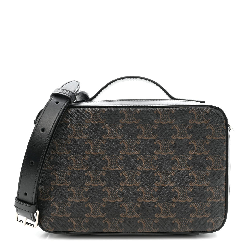 Triomphe Canvas Top Handle Messenger Box Black