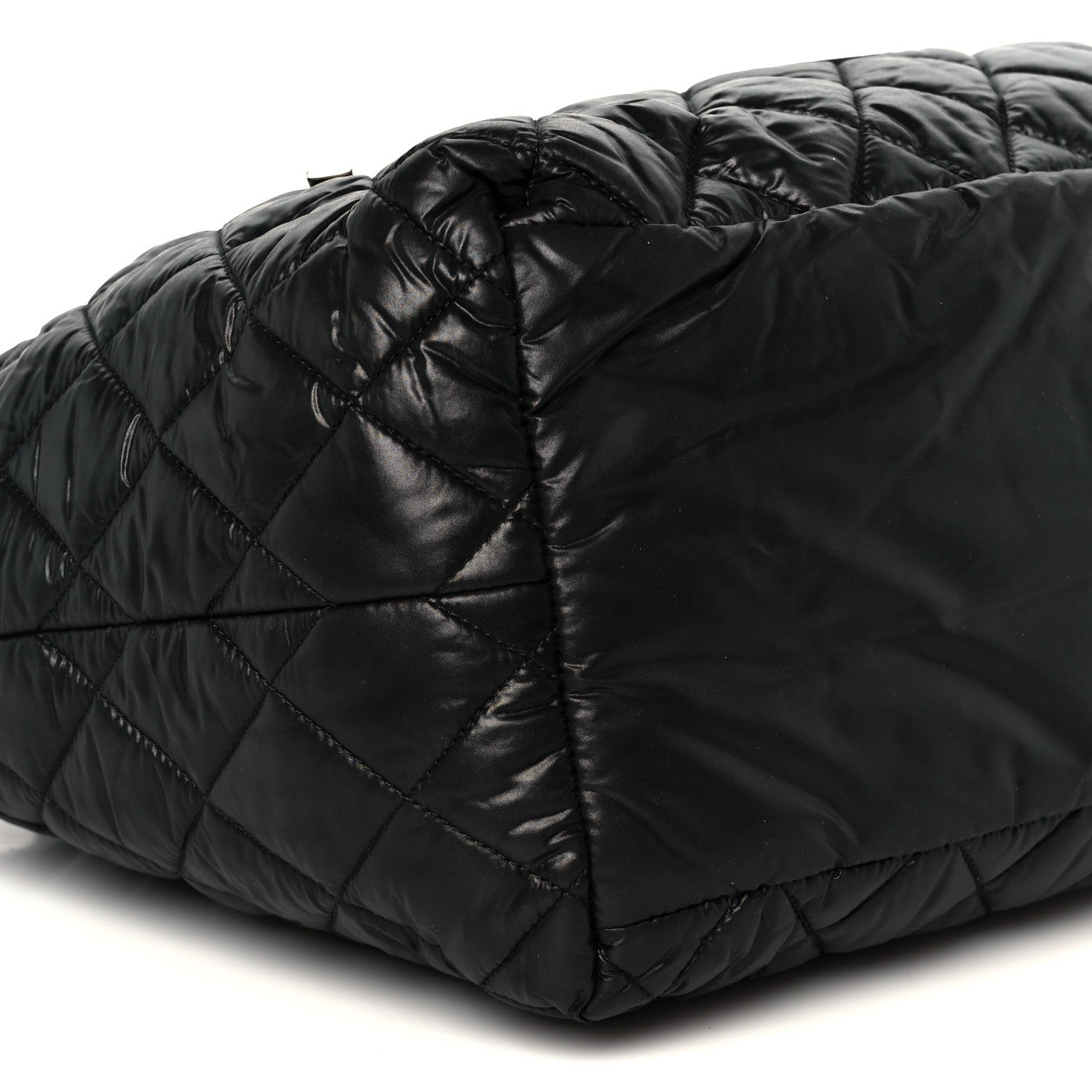 Nylon Quilted Small Coco Cocoon Tote Black