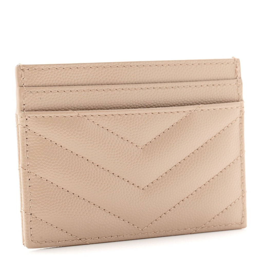 Grain De Poudre Matelasse Chevron Monogram Credit  Case Dark Beige